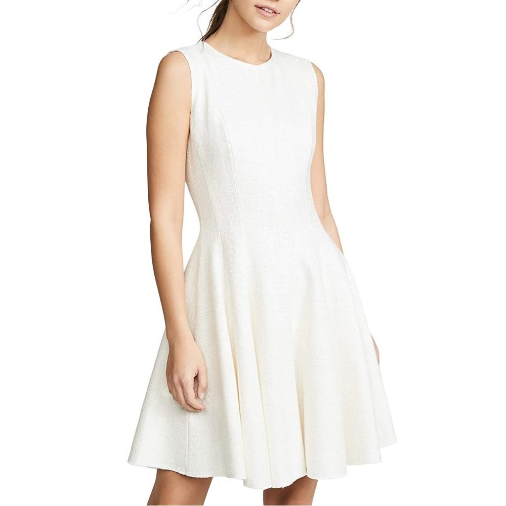 Theory peplum white tweed dress